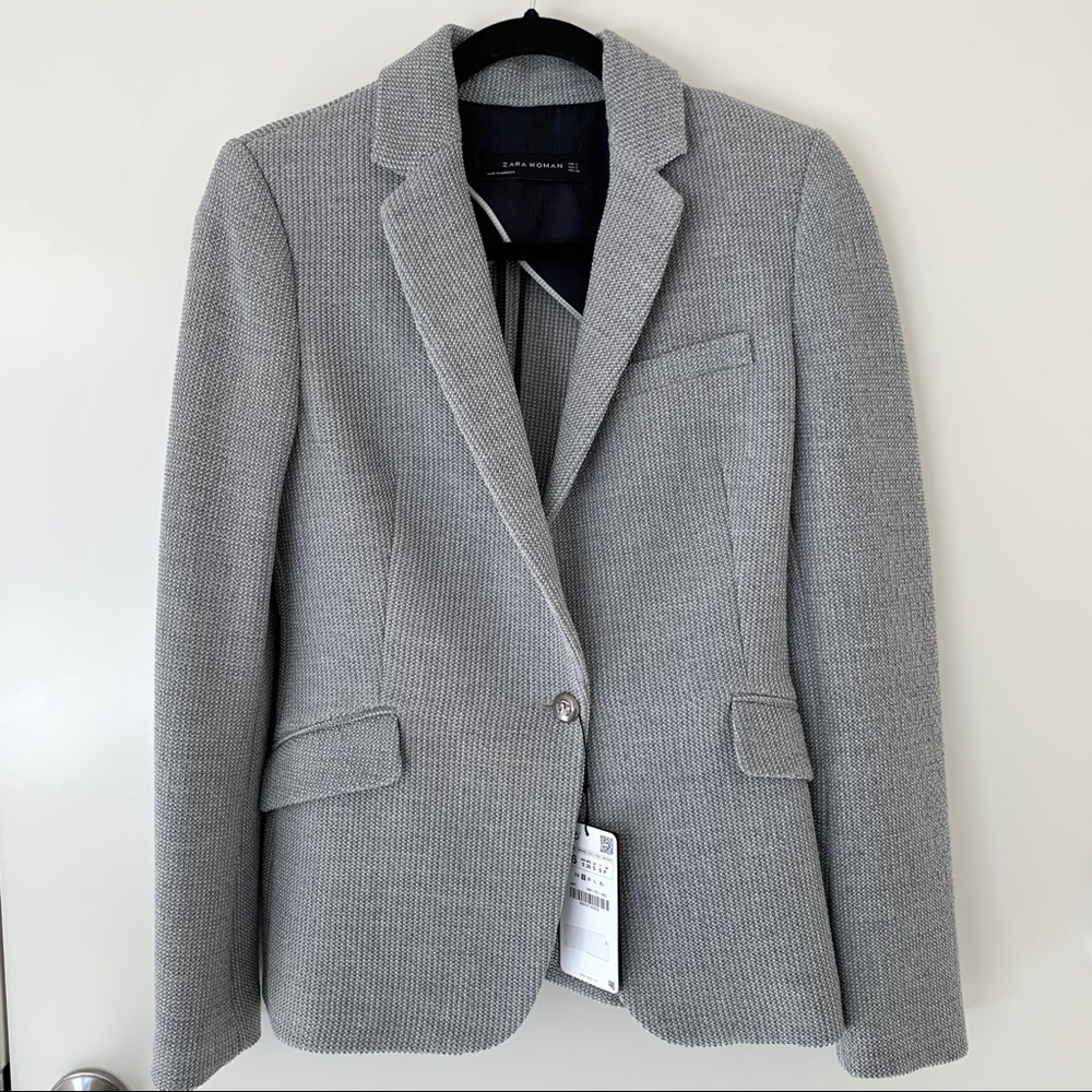 NWT Zara Woman Grey Structured Blazer